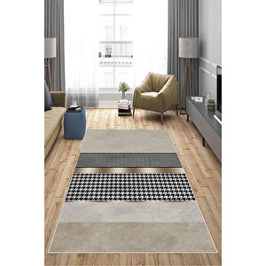 Makinede Yıkanabilir Leke Tutmaz  krem Deko Deri Kaymaz Taban Modern Salon Saçaksız Halı A237