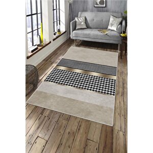 Makinede Yıkanabilir Leke Tutmaz  krem Deko Deri Kaymaz Taban Modern Salon Saçaksız Halı A237 180x280 cm