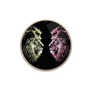 Aslan Yuvarlak Cam Tablo | Hediyelik, Dekoratif, Ofis, Mutfak 50x50 cm
