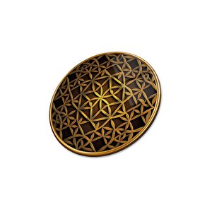 Yaşam Çiçeği Yuvarlak Cam Tablo | Hediyelik, Dekoratif, Ofis, Mutfak 30x30 cm