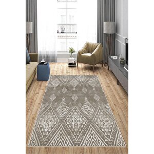 Makinede Yıkanabilir Leke Tutmaz  vizon Deko Deri Kaymaz Taban Modern Salon Saçaksız Halı A193