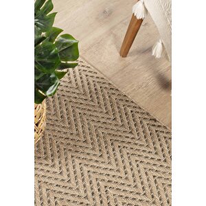 Sisaluna 4441 Bej Jüt Tabanlı Modern Dokuma Kilim Sisal Hasır Halı 160x230 cm