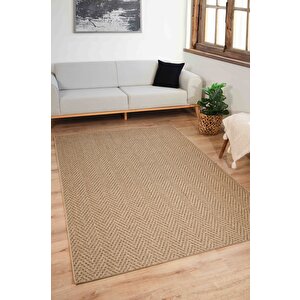 Sisaluna 4441 Bej Jüt Tabanlı Modern Dokuma Kilim Sisal Hasır Halı 160x230 cm