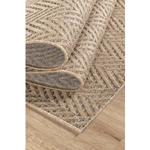Sisaluna 4441 Bej Jüt Tabanlı Modern Dokuma Kilim Sisal Hasır Halı