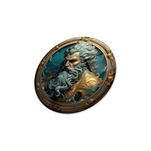 Zeus Heykeli Yuvarlak Cam Tablo | Hediyelik, Dekoratif, Ofis, Mutfak