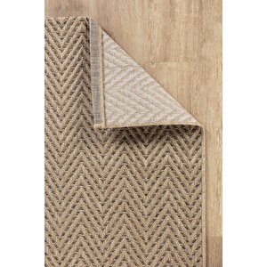 Sisaluna 4441 Bej Jüt Tabanlı Modern Dokuma Kilim Sisal Hasır Halı 100x300 cm