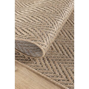 Sisaluna 4441 Bej Jüt Tabanlı Modern Dokuma Kilim Sisal Hasır Halı