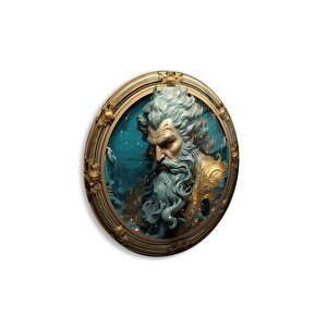 Zeus Heykeli Yuvarlak Cam Tablo | Hediyelik, Dekoratif, Ofis, Mutfak 50x50 cm