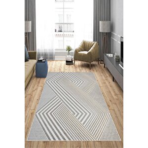 Makinede Yıkanabilir Leke Tutmaz  vizon Deko Deri Kaymaz Taban Modern Salon Saçaksız Halı A186