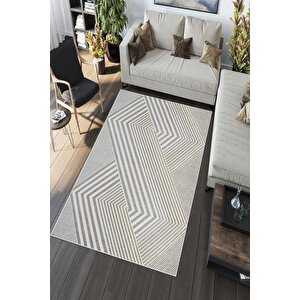 Makinede Yıkanabilir Leke Tutmaz  vizon Deko Deri Kaymaz Taban Modern Salon Saçaksız Halı A186