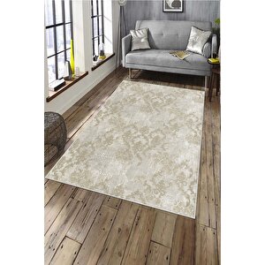 Makinede Yıkanabilir Leke Tutmaz  krem Deko Deri Kaymaz Taban Modern Salon Saçaksız Halı A159 180x280 cm