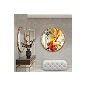 Gold Geyik Yuvarlak Cam Tablo | Hediyelik, Dekoratif, Ofis, Mutfak