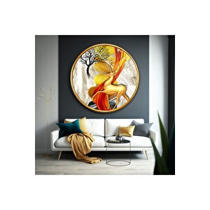 Gold Geyik Yuvarlak Cam Tablo | Hediyelik, Dekoratif, Ofis, Mutfak