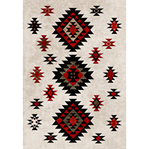 Makinede Yıkanabilir Leke Tutmaz  kırmızı Deko Deri Kaymaz Taban Modern Salon Saçaksız Halı A133 80x150 cm