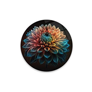 Lotus Çiçeği Yuvarlak Cam Tablo | Hediyelik, Dekoratif, Ofis, Mutfak 50x50 cm
