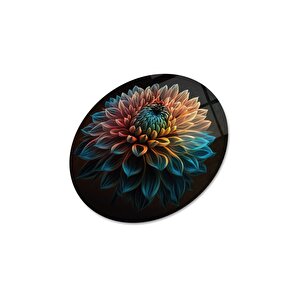 Lotus Çiçeği Yuvarlak Cam Tablo | Hediyelik, Dekoratif, Ofis, Mutfak 50x50 cm