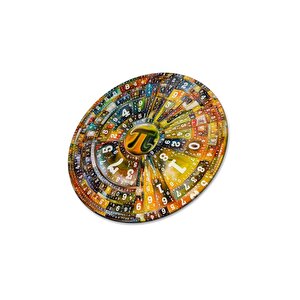 Pi Sayısı Yuvarlak Cam Tablo Dekoratif.hediyelik,ev Ve Ofis Duvar Dekoru 60x60 cm