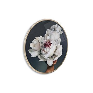 Çiçekli Kadın Yuvarlak Cam Tablo | Hediyelik, Dekoratif, Ofis, Mutfak 30x30 cm
