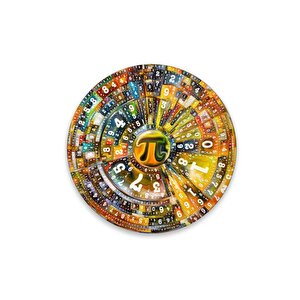 Pi Sayısı Yuvarlak Cam Tablo Dekoratif.hediyelik,ev Ve Ofis Duvar Dekoru 30x30 cm