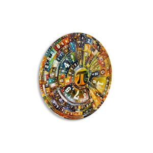 Pi Sayısı Yuvarlak Cam Tablo Dekoratif.hediyelik,ev Ve Ofis Duvar Dekoru 30x30 cm