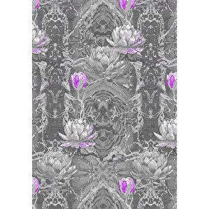 Makinede Yıkanabilir Leke Tutmaz  mor Deko Deri Kaymaz Taban Vintage Salon Saçaksız Halı A137 80x300 cm