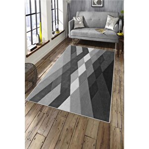 Makinede Yıkanabilir Leke Tutmaz  gri Deko Deri Kaymaz Taban Modern Salon Saçaksız Halı A185 80x200 cm