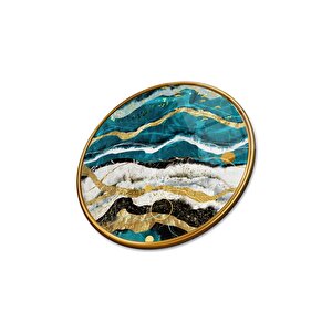 Mermer Desen Yuvarlak Cam Tablo | Hediyelik, Dekoratif, Ofis, Mutfak 50x50 cm