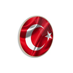 Bayrak Yuvarlak Cam Tablo | Hediyelik, Dekoratif, Ofis, Mutfak 30x30 cm