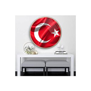 Bayrak Yuvarlak Cam Tablo | Hediyelik, Dekoratif, Ofis, Mutfak