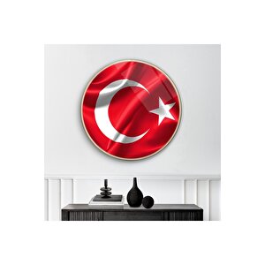 Bayrak Yuvarlak Cam Tablo | Hediyelik, Dekoratif, Ofis, Mutfak