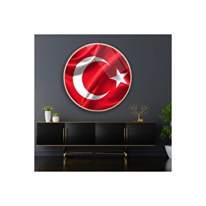 Bayrak Yuvarlak Cam Tablo | Hediyelik, Dekoratif, Ofis, Mutfak