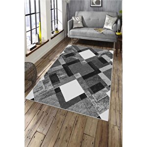 Makinede Yıkanabilir Leke Tutmaz  gri Deko Deri Kaymaz Taban Modern Salon Saçaksız Halı A230 80x200 cm