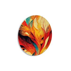 Soyut Yuvarlak Cam Tablo | Hediyelik, Dekoratif, Ofis, Mutfak 50x50 cm