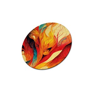 Soyut Yuvarlak Cam Tablo | Hediyelik, Dekoratif, Ofis, Mutfak 30x30 cm