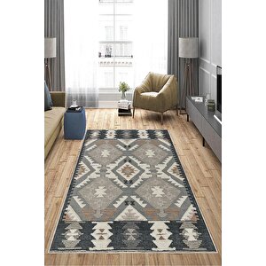 Makinede Yıkanabilir Leke Tutmaz  multi Deko Deri Kaymaz Taban Etnik Salon Saçaksız Halı A272