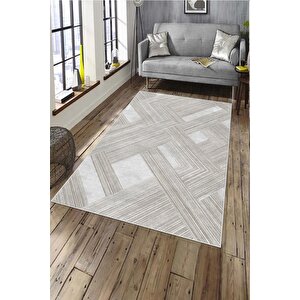 Makinede Yıkanabilir Leke Tutmaz  vizon-krem Deko Deri Kaymaz Taban Modern Salon Saçaksız Halı A138 160x230 cm