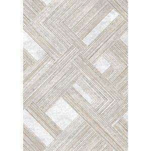 Makinede Yıkanabilir Leke Tutmaz  vizon-krem Deko Deri Kaymaz Taban Modern Salon Saçaksız Halı A138 200x300 cm