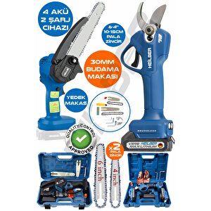 Alman Blue V598/21v +4 Batarya , Akülü 10-15cm Dal Budama Testeresi̇ Ve 30mm Yedek Biçak Şarjli Bağ Makasi