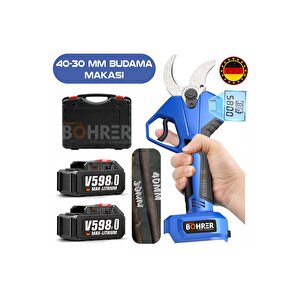 Alman 2'li Pro 40-30 Mm Çift Kademe Çift Akü V258 Yağlı Budama Makası Ve Budama Testeresi Seti