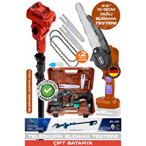 Alman V598/21v Red Teleskopi̇k 10-15cm Akülü Budama Şarjli Zi̇nci̇rli̇ Dal Budama Maki̇nesi̇