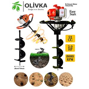 Oli̇vka 2.0 Hp 52 Cc Toprak Burgu Makinesi Easy Start 20 Cm Uc