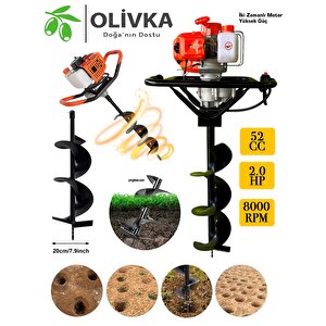 Oli̇vka 2.0 Hp 52 Cc Toprak Burgu Makinesi Easy Start 20 Cm Uc