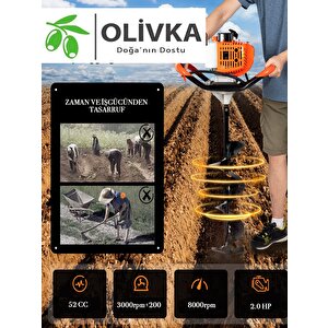 Oli̇vka 2.0 Hp 52 Cc Toprak Burgu Makinesi Easy Start 20 Cm Uc
