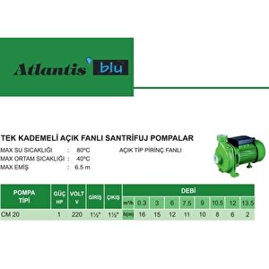 Atlantis Cm20 1 Hp Tek Kademeli Santrifuj Pompa