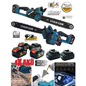 Kömürsüz Motor 6 Akülü Ağaç Kesme Dal Budama Testeresi İkili Set