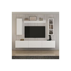 Tıger 180 Cm Raflı Tv Ünitesi Beyaz Beyaz