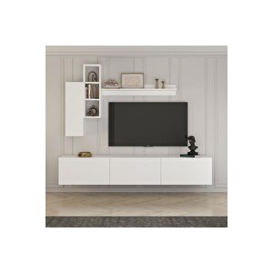 Tıger 180 Cm Raflı Tv Ünitesi Beyaz Beyaz
