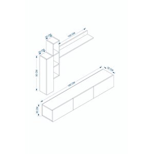 Tıger 180 Cm Raflı Tv Ünitesi Beyaz