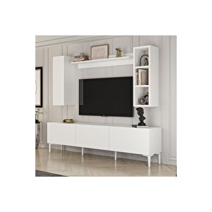 Daffy 180 Cm Raflı Dolaplı Tv Ünitesi Beyaz Beyaz