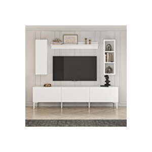 Daffy 180 Cm Raflı Dolaplı Tv Ünitesi Beyaz Beyaz